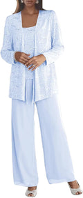 Chiffon Sequin Mother of the Bride Pant Suits - Elegant 3-Piece