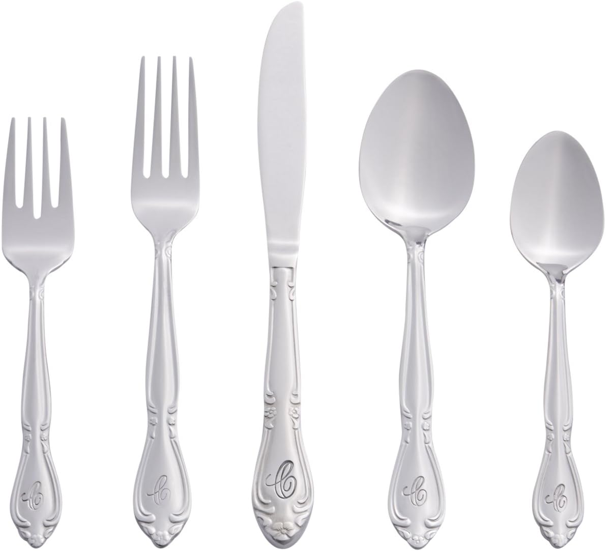 RiverRidge Monogrammed Flatware Set 46 Piece Silverware Set