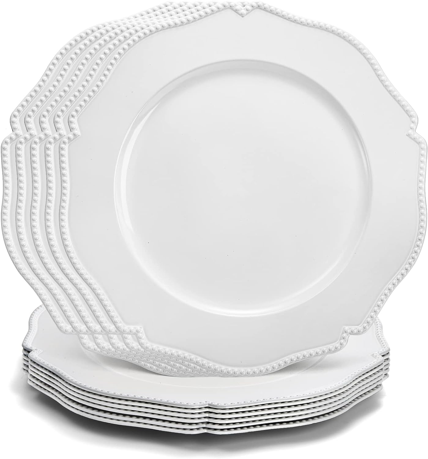Foraineam 12 Pack 13 Beaded Charger Plates - Elegant Table Setting Essential