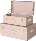 Vixdonos Decorative Metal Box Storage Trunks Set of 2 - Pink Macaron