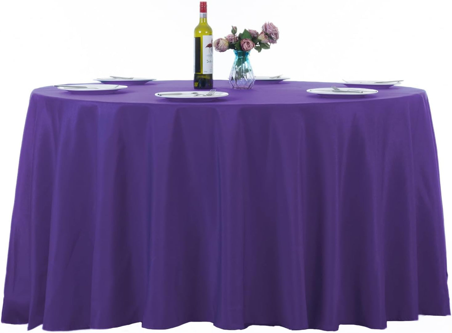 120 Inch Purple Round Tablecloth Set for Weddings and Events