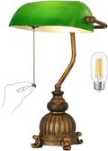 Newrays Retro Green Glass Bankers Desk Lamp for Home Office
