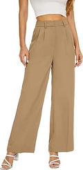 Wide Leg Pants High Elastic Waisted Back - Work Trousers