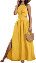 CHICME Sleeveless Halter Neck Maxi Dress - Flowy A-Line Elegance