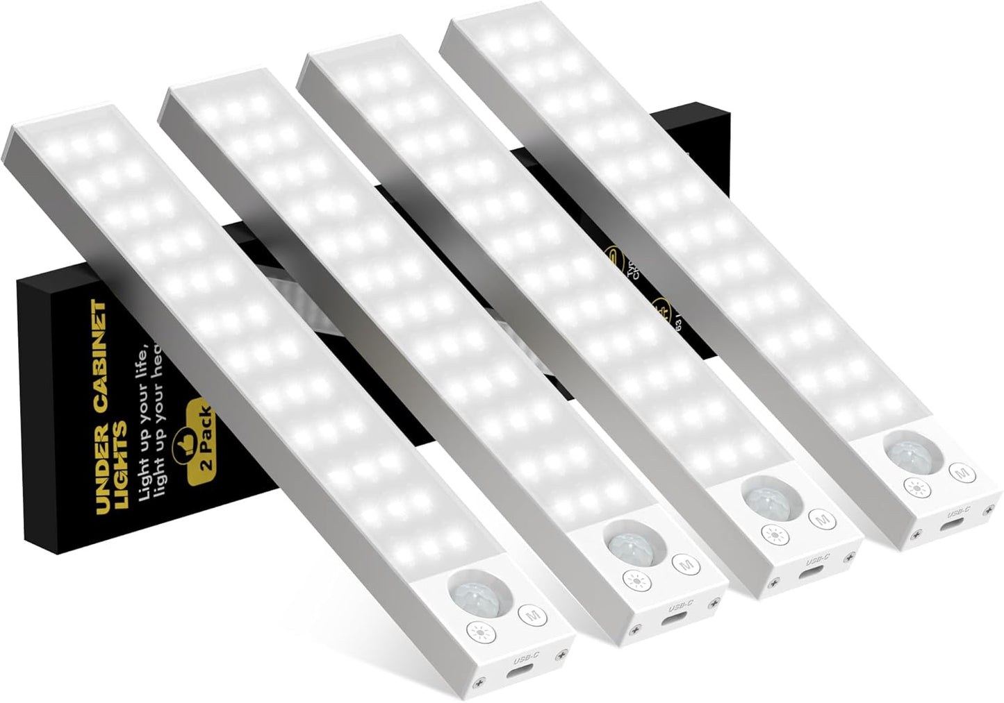 Under Cabinet Lighting 4 Pack with Motion Sensor and Dimmable Features
