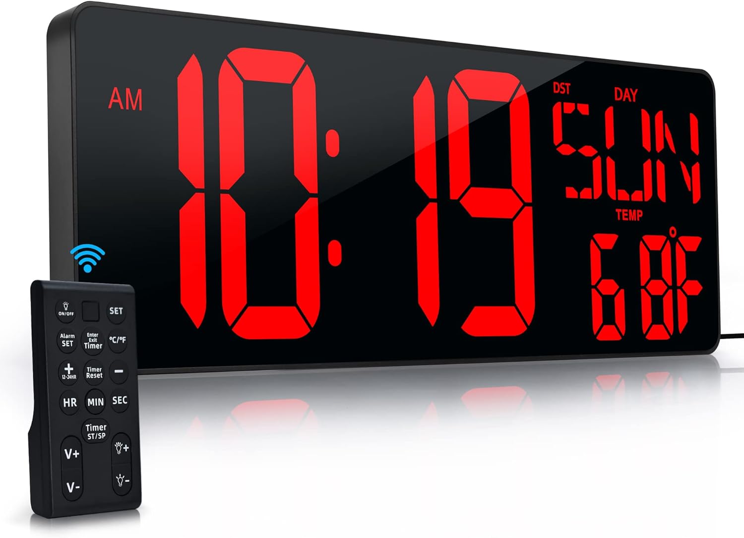 Large Digital Wall Clock with Remote Control for Easy Viewing