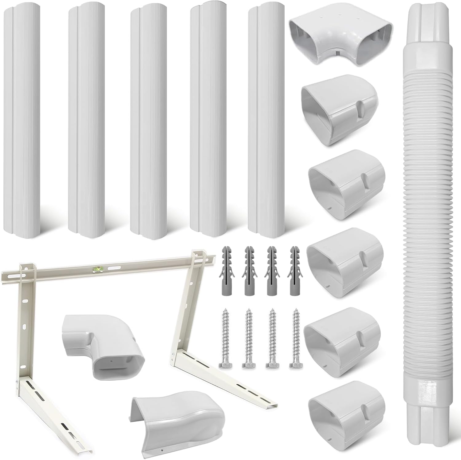 Universal Mini Split Kit: Line Set Cover & Wall Bracket - Easy Install for Any Mini Split System! (3 x 10 ft)