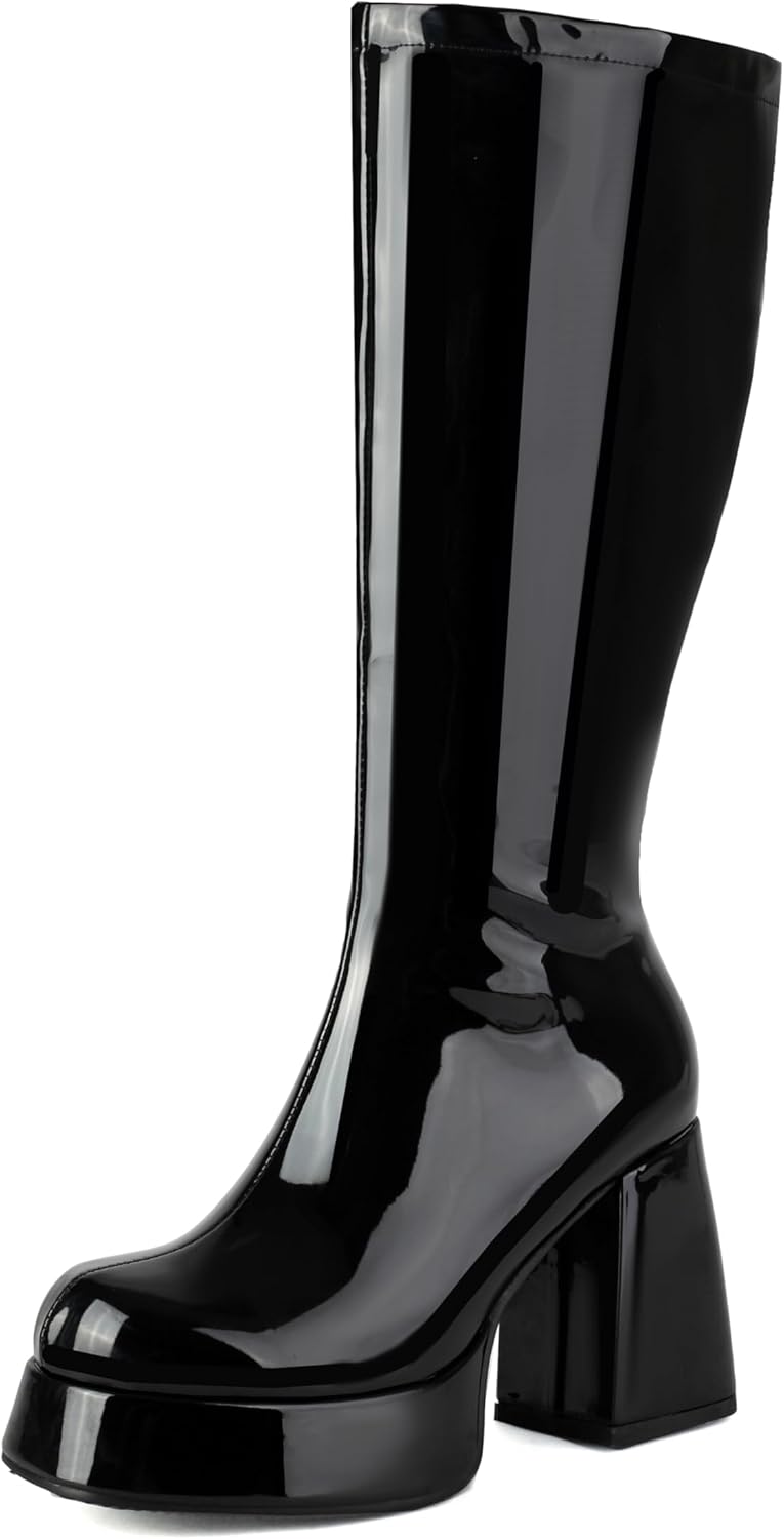 Women's Gogo Boots Knee High Platform Chunky Heel for Parties
