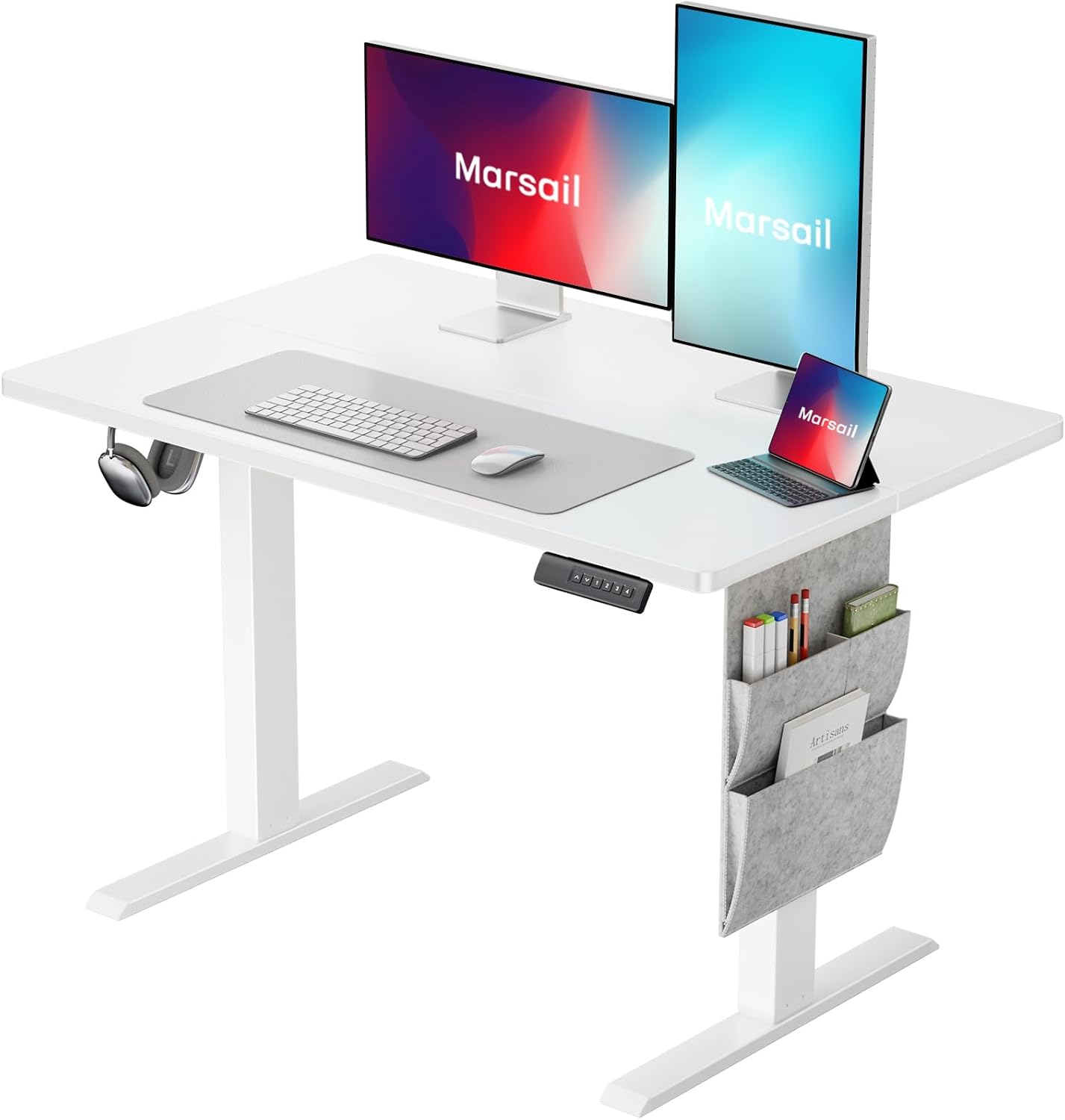 Electric Adjustable Height Standing Desk with Storage Bag