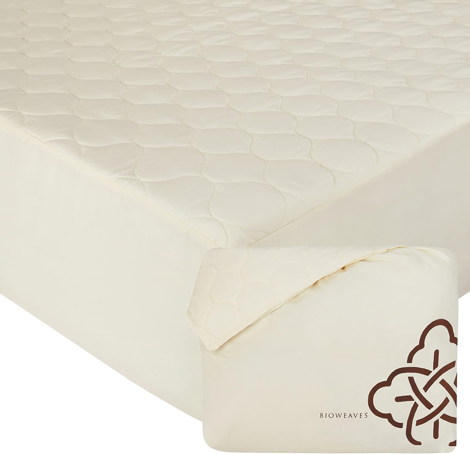 Bioweaves Organic Cotton Mattress Pad Cover for Queen Size Beds