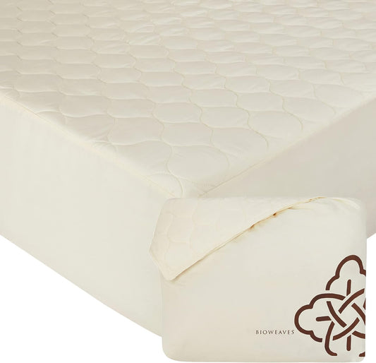 Bioweaves Organic Cotton Mattress Pad Cover for Queen Size Beds