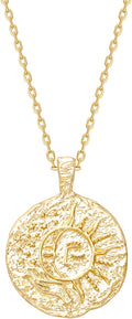 Engraved Coin Pendant Necklace - 18K Gold Vermeil Stylish Everyday