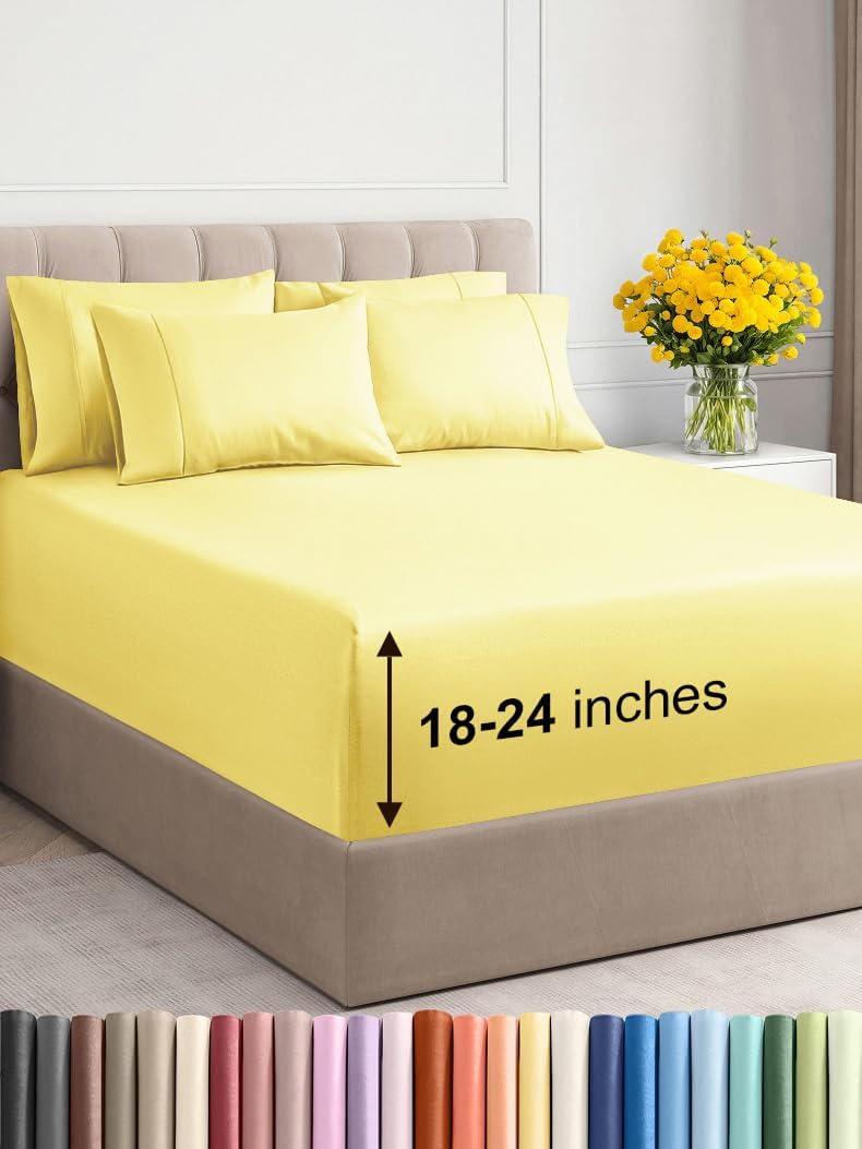 Extra Deep Full Sheet Set - 6 Piece Breathable and Cooling Sheets