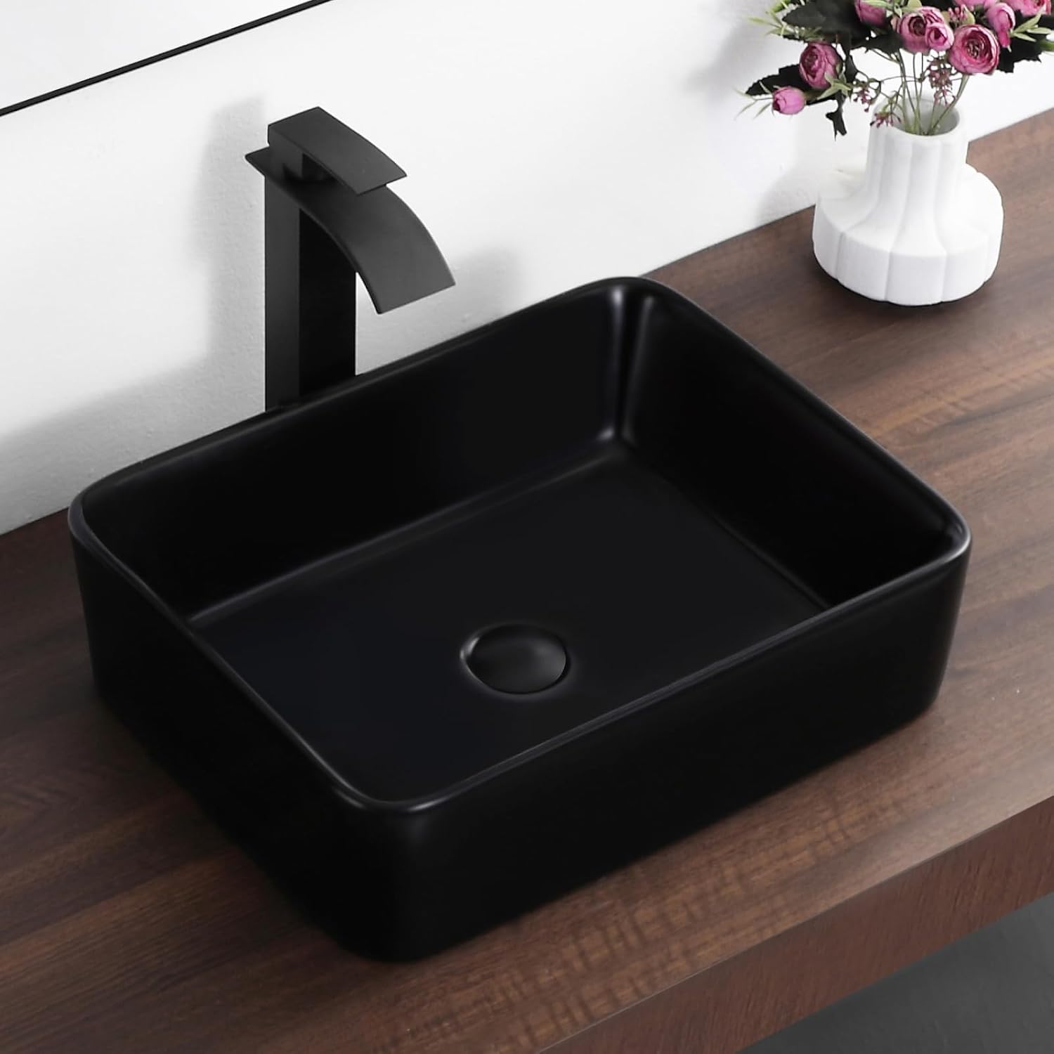 Black Vessel Sink 19x15 for Modern Bathroom Elegance