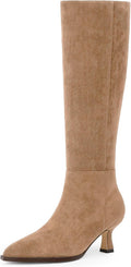 Modatope Knee High Boots Kitten Low Heel Pointed Toe