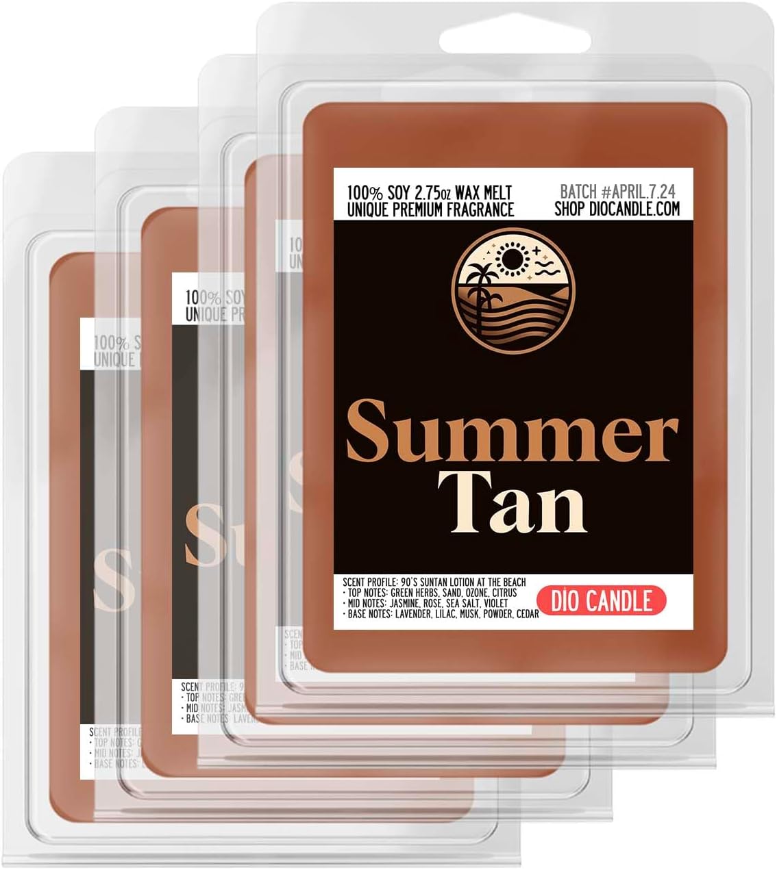 Summer Tan Sunscreen Scented Candle - 100% Vegan Soy Wax