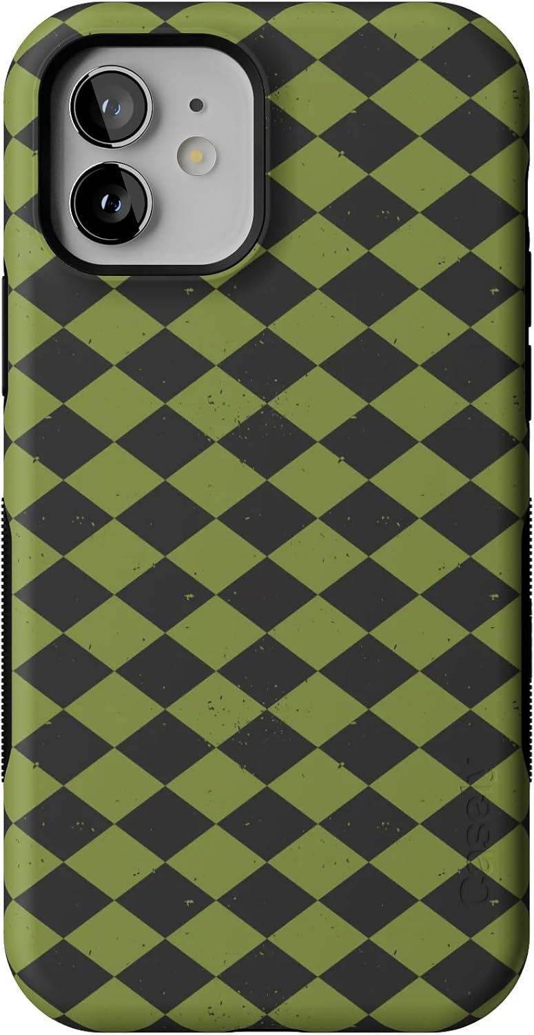 Casely iPhone 12 Mini Case - Wicked Hex Green Checkered Design