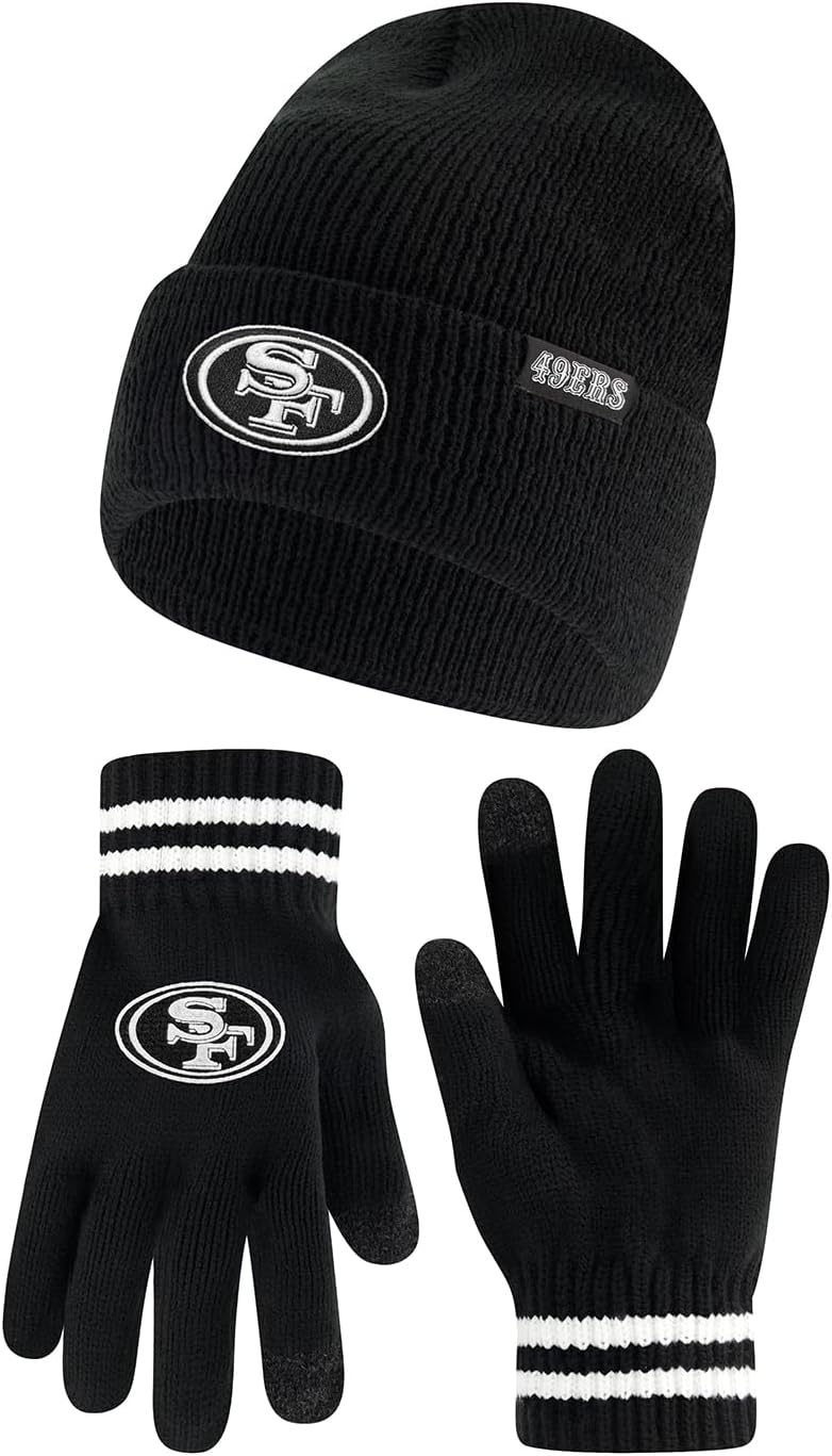 Ultra Game NFL Super Soft Marled Winter Beanie and Gloves Set