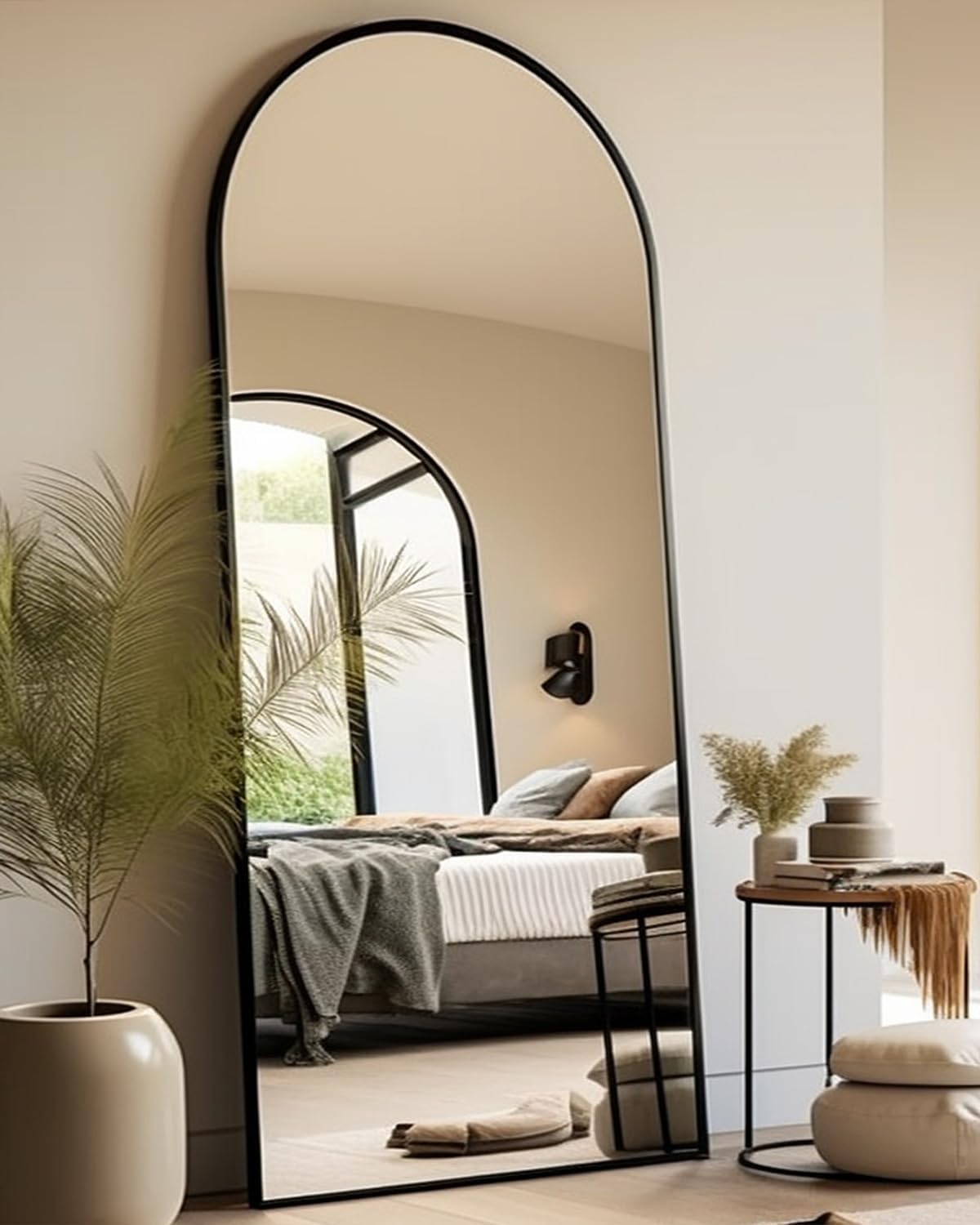 Full Length Arched Floor Mirror with Stand for Any Room
