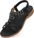Littleplum Womens Sandals Arch Support Slingback Rhinestone Flats wear