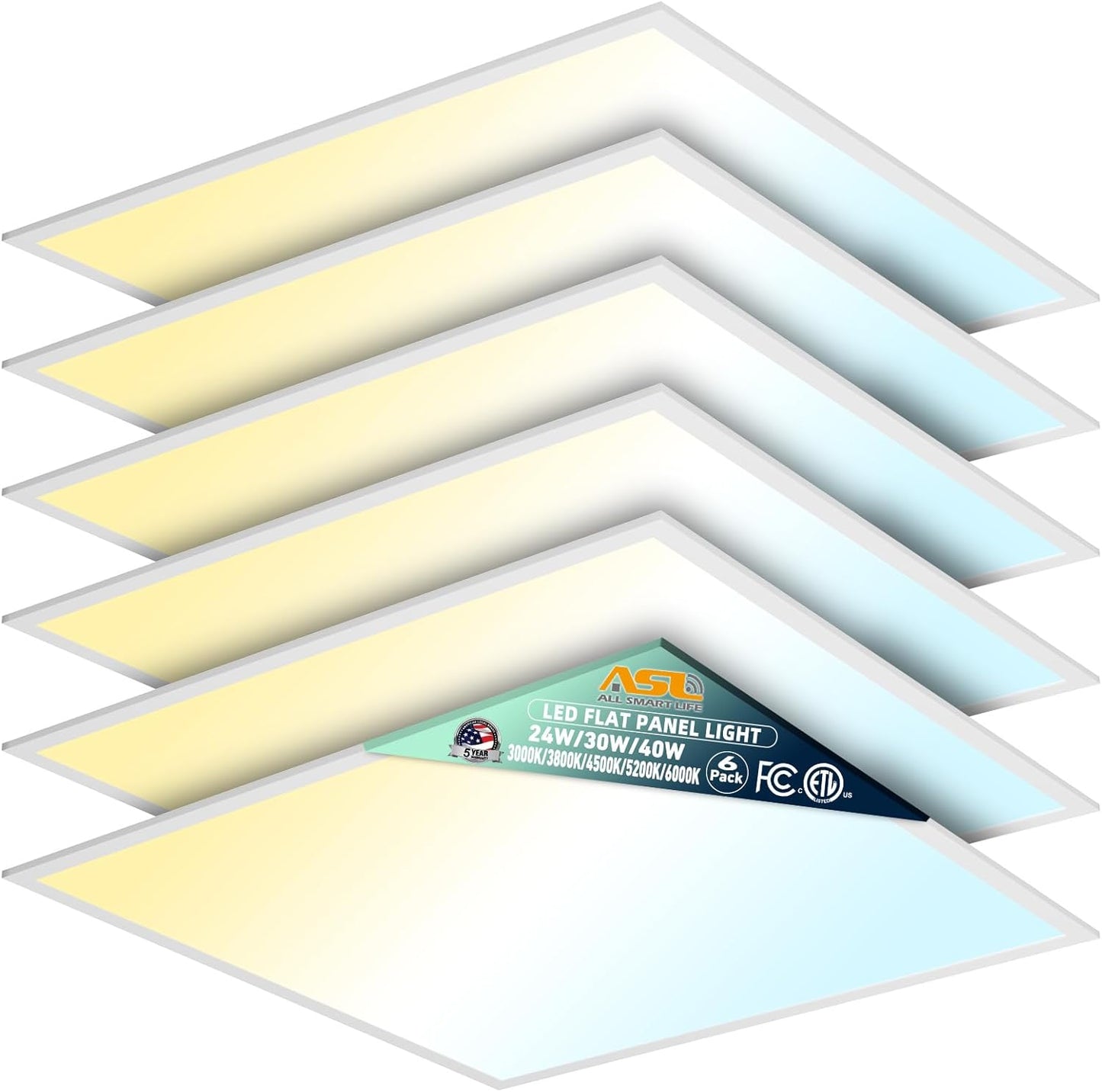 2x2 LED Flat Panel Light 6-Pack with Dimmable Features