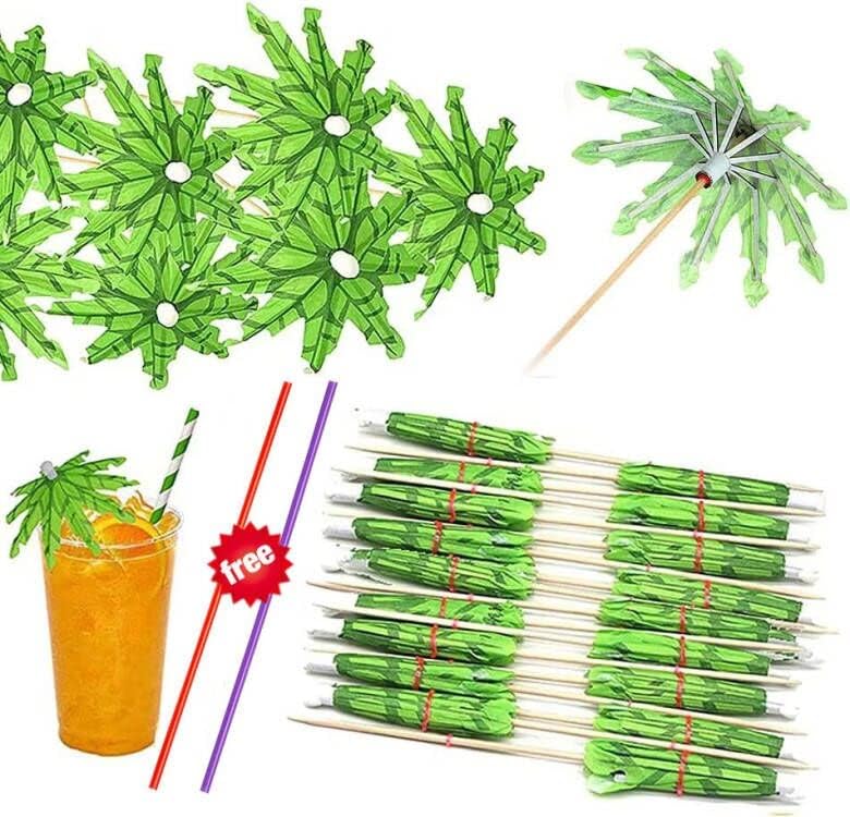 Handmade Coconut Palm Drink Umbrellas, 30pcs