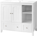 36 in Modern Bathroom Vanity with Ceramic Sink - Space-Saving Style