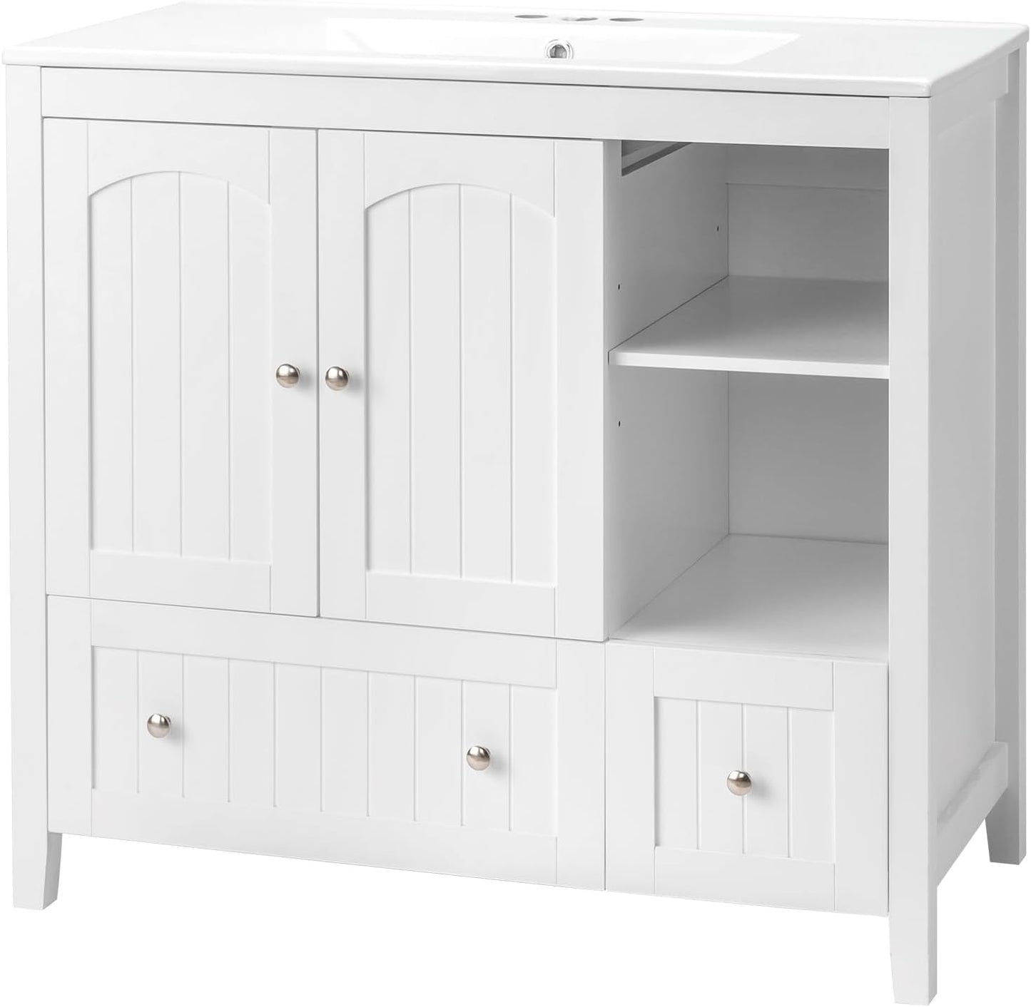 VINGLI 36in Modern Bathroom Vanity with Ceramic Sink for Style