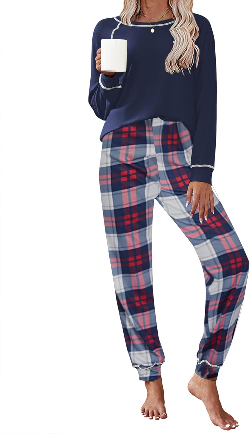 Ekouaer Pajamas Set for Women Soft Comfy Pjs Long Sleeve Sleepwear
