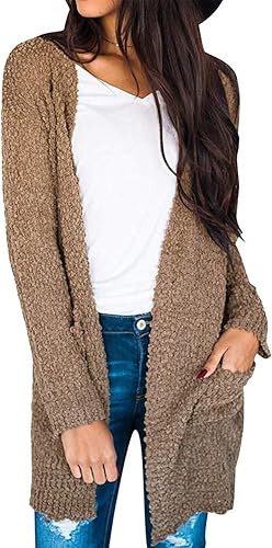 ZESICA Women's 2023 Fall Casual Long Sleeve Chunky Knit Cardigan