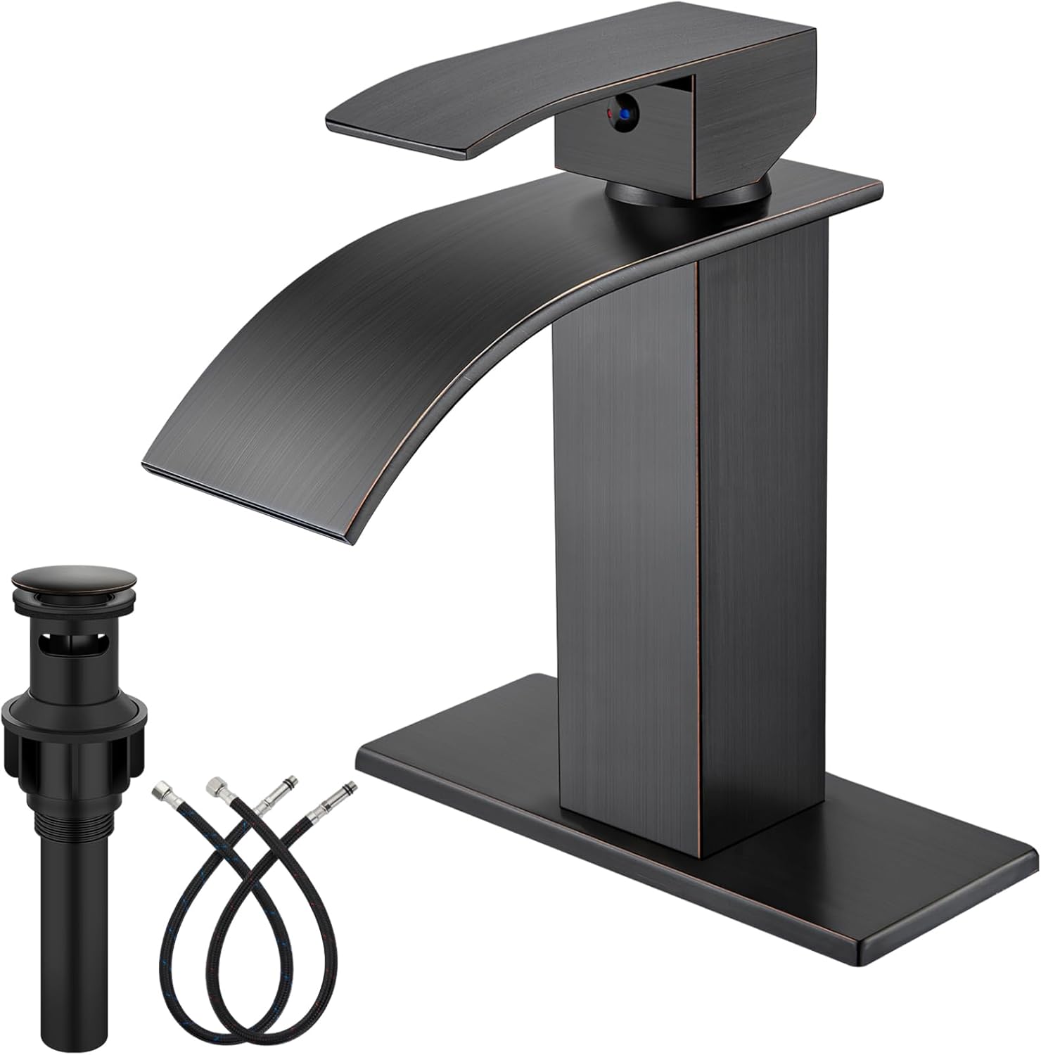 Midanya Single Hole Bathroom Faucet with Waterfall Spout Design