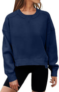 MEROKEETY Oversized Cropped Sweatshirt Crewneck - Comfy Fall Staple