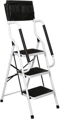 WiberWi 3 Step Ladder with Handrails - 500 lb Capacity Step Stool