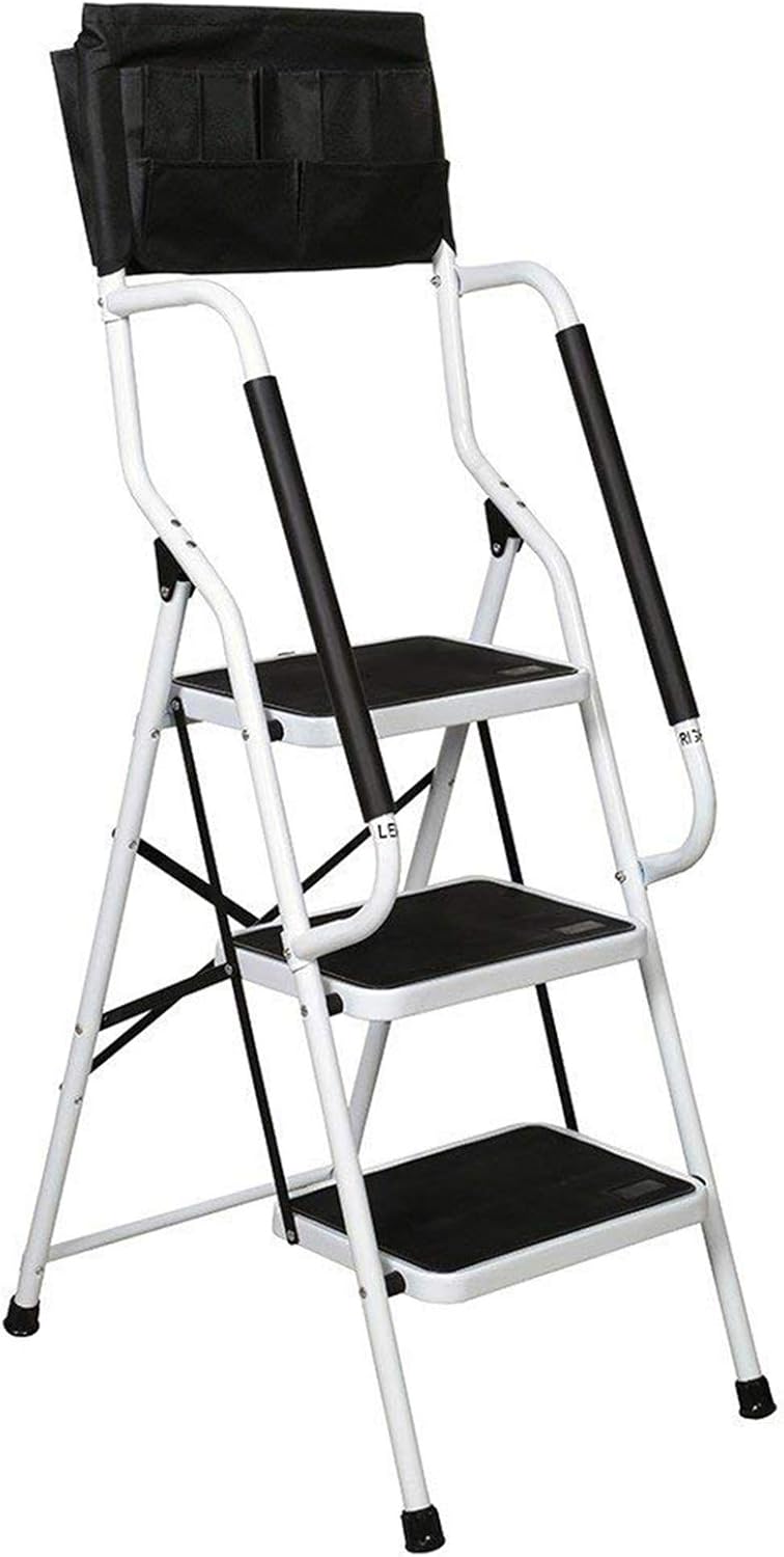 WiberWi 3 Step Ladder with Handrails for Home and Kitchen Use