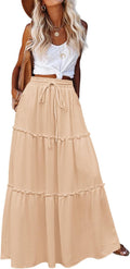 Boho Style Maxi Skirt with Pockets for Women by Zeagoo