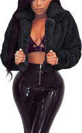 RAMOUG Womens Faux Fur Long Sleeve Crop Jacket for Winter Wear