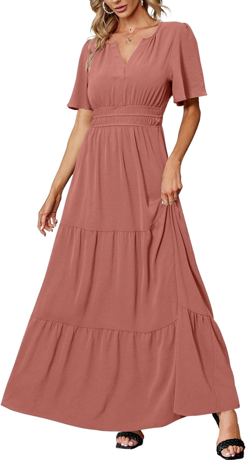 Amegoya Women's Summer Boho Maxi Dress for Casual Elegance