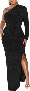 Women's Formal Evening Gown One Shoulder Maxi Dress - Elegant Split