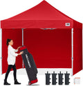 10x10 Red Pop Up Canopy Tent - Commercial Shade with Sidewalls
