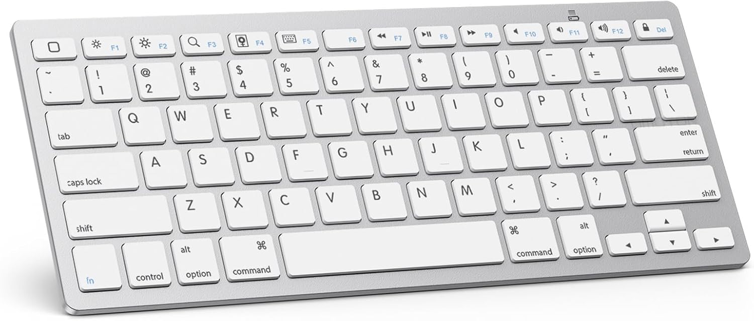 OMOTON White Bluetooth Keyboard for iPad 10th Gen & More