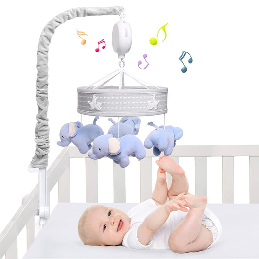YUNGCHI Baby Mobile for Crib with Musical Elephant Parade