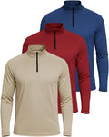 Men's Quarter Zip Active 3-Pack - Lightweight Performance Pullover