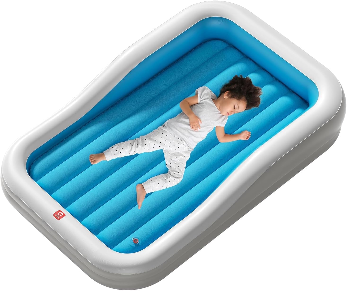 QPAU Inflatable Toddler Travel Bed with Safety Bumpers
