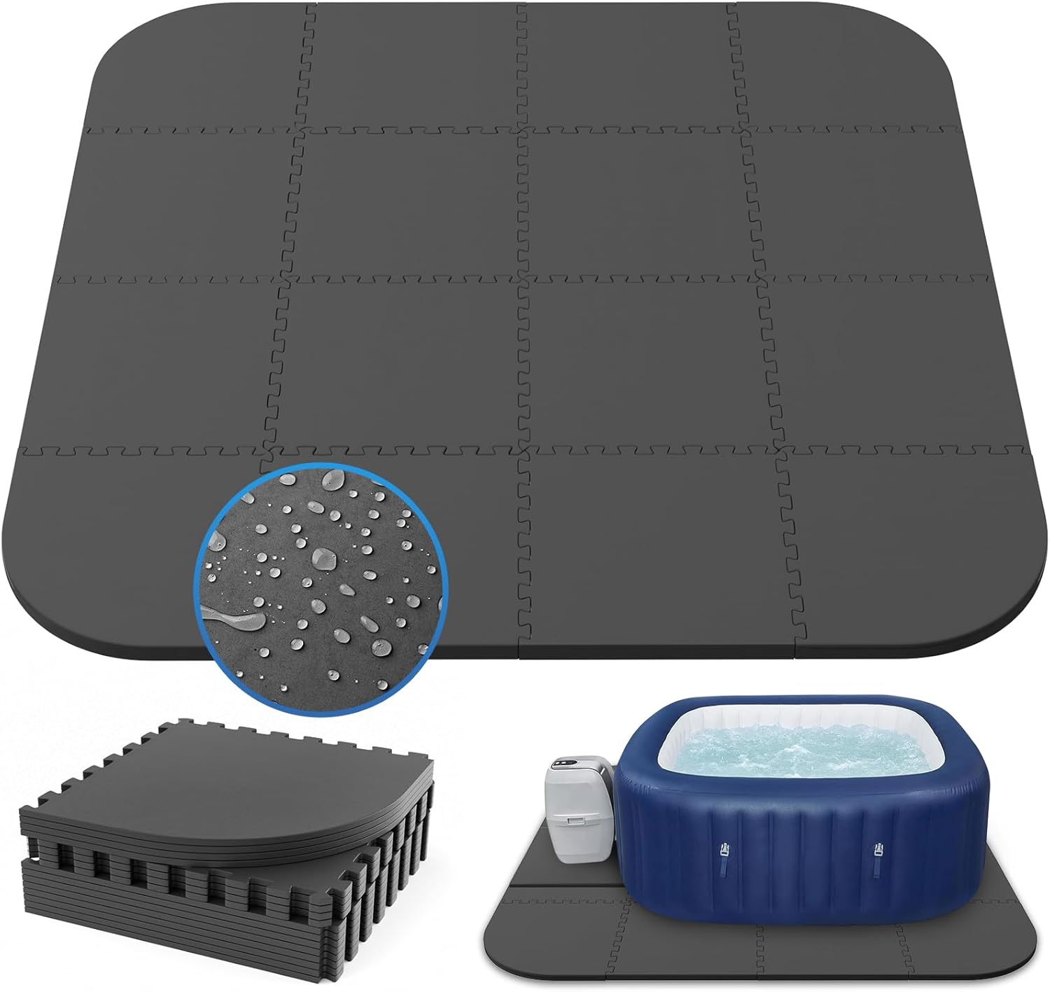 Inflatable Hot Tub Mat 85in Thick EVA Pad for Comfort & Protection