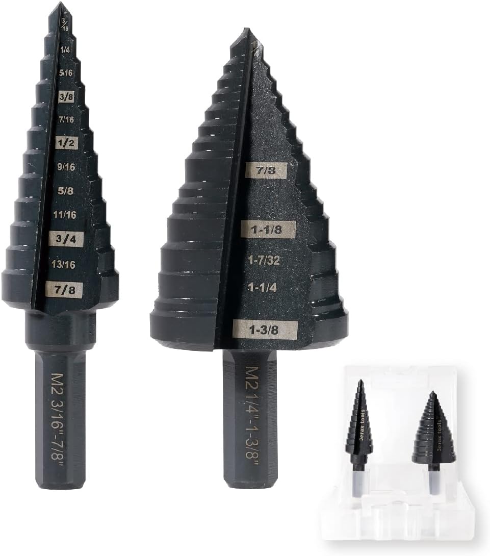 Step Drill Bit Set for Stainless Steel, Copper, Aluminum, Wood