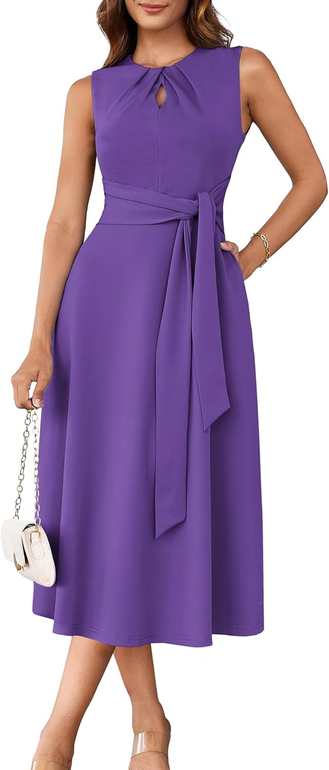 Elegant Flowy Midi Dress with Pockets for Women by GRACE KARIN