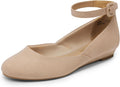 Women's Dress Flats Ballet Low Wedge Ankle Strap - Comfortable Fit