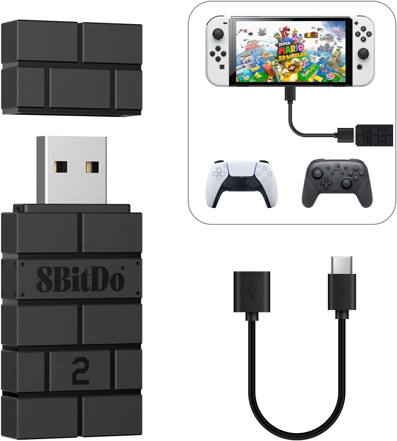 Wireless USB Adapter for Xbox and PS Controllers by 8Bitdo