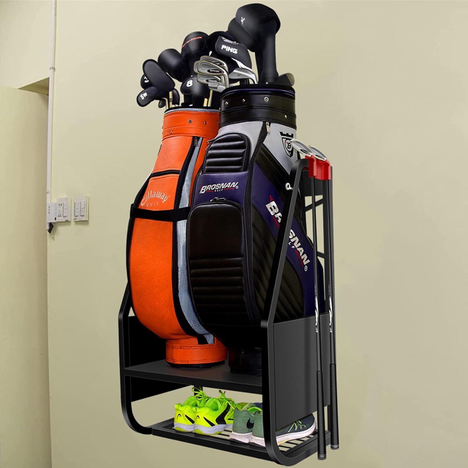 WALMANN Extra Large Golf Bag Organizer - 2 Bags Stand