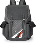 Black Leather Laptop Backpack Lightweight School Backpack - Large